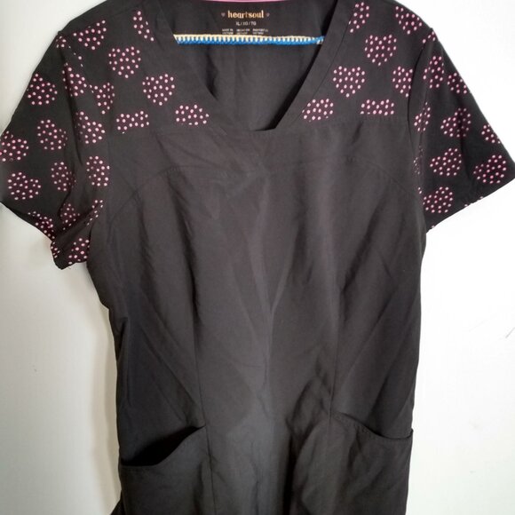 COPY - Heart Soul Scrub Top Black with Pink - Picture 1 of 4